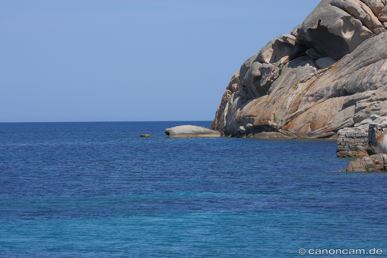 Blick aus Spalmatore-Bucht